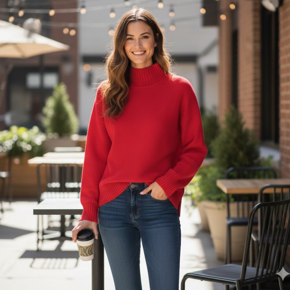 Truth by Republic | NWT Red Mock Neck Sweater Size Large
